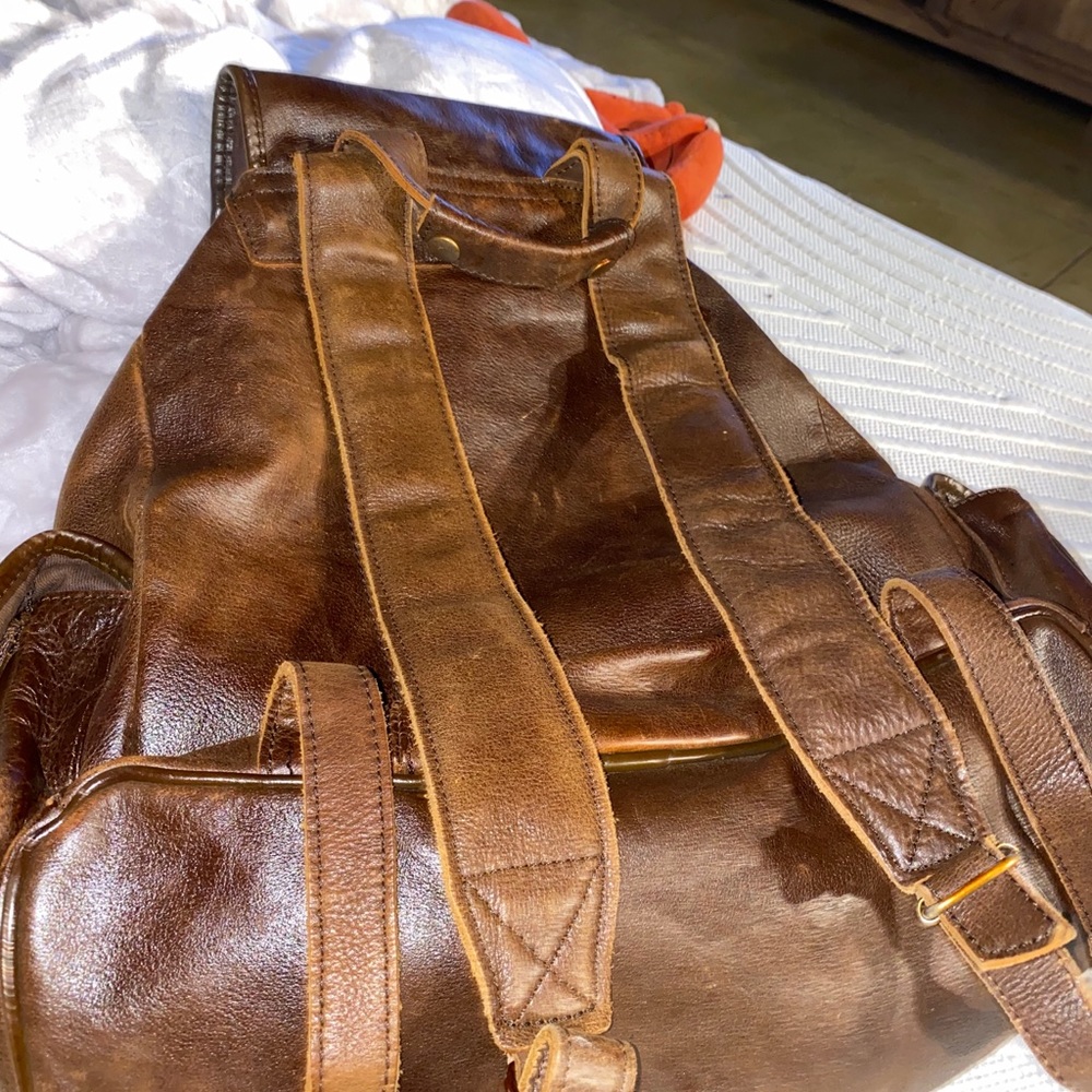 Authentic Leather Backpack Book Bag - Picture 3 of 3